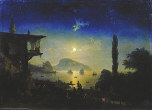 Moonlit Night On The Crimea. Gurzuf — Ivan Konstantinovich Aivazovsky, Romantic Marine Painting