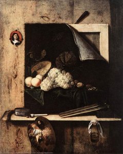 Still-life With Self-portrait — Cornelis Norbertus Gysbrechts (cornelius Gijsbrechts), Baroque