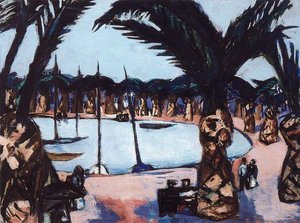 Harbor By Bandol (gray) And Palms — Max Beckmann