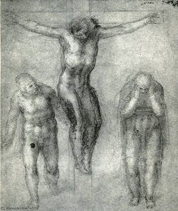 Study For Christ On The Cross With Mourners — Michelangelo Buonarroti, Renaissance
