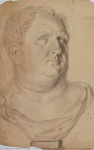 Two-dimensional Work Without Framing. Representation Of The Bust Of A Male Figure With 3/4 Right Profile Mounted On A Small Base. Wavy Hair Parted On The Right Side Of The Head. Obese Physical Appearance, He Wears A Chiton With A Chlamid On Each Shou.... — Eugenia Belín Sarmiento