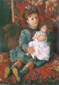 Portrait Of Germaine Hoschede With A Doll — Claude Monet