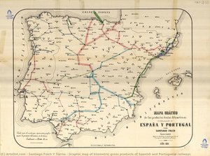 Graphic Map Of Kilometric Gross Products Of Spanish And Portuguese Railways — Santiago Folch Y Torres