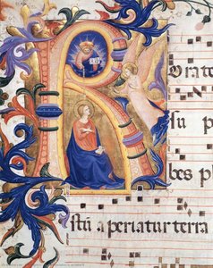 The Annunciation In An Initial R — Fra Angelico