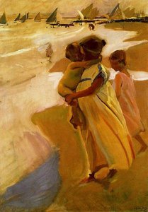 Bathing At Valencia — Joaquín Sorolla Y Bastida, Impressionistic Landscape