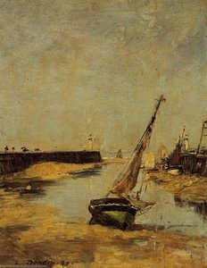 Trouville, The Jettys, Low Tide — Eugène Louis Boudin