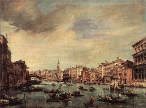 The Grand Canal, Looking Toward The Rialto Bridge — Francesco Lazzaro Guardi