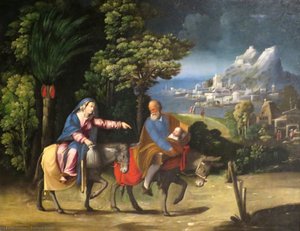 The Flight into Egypt by Battista Dossi and Dosso Dossi