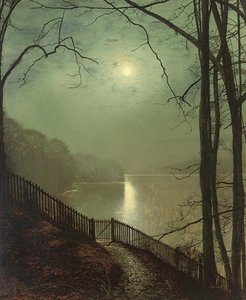 Moonlight On The Lake Roundhay Park Leeds — John Atkinson Grimshaw