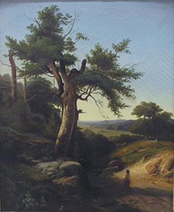 Paysage au grand chêne. Paysage, gros chêne
