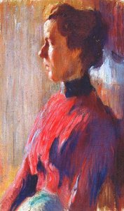 Unknown Woman In Red — Mstislav Dobuzhinsky