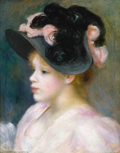 Young Girl In A Pink-and-black Hat — Pierre-auguste Renoir, Impressionism