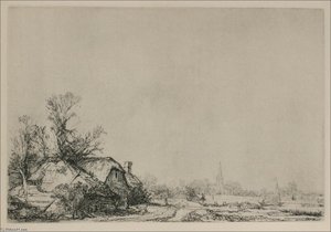 A Village With A River — Rembrandt Van Rijn, Baroque Landscape
