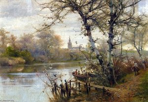 A River Landscape With Seville Beyond — Manuel García Y Rodríguez, Costumbrismo And Landscape Painting