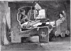 Weaver Facing Right, Interior With One Window And High Chair — Vincent Willem Van Gogh, Post-impressionism