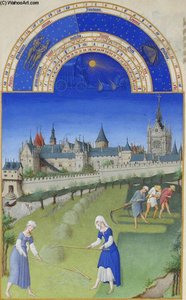 Fascimile Of June: Haymaking — Limbourg Brothers, International Gothic