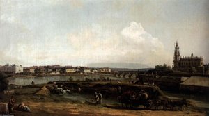 Dresden From The Left Bank Of The Elbe, Below The Fortifications — Bernardo Bellotto, Vedute