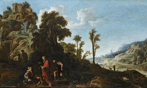 An Extensive Wooded Landscape With A Biblical Scene — David Teniers The Elder