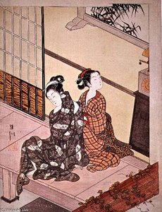 The Evening Bell Of The Clock, One Of A Series Of 'eight Parlour Scenes', — Suzuki Harunobu