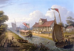 Dismal Swamp Canal with Lake Drummond Hotel, (painting)
