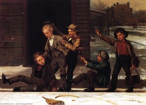 Winter Sports In The Gutter — John George Brown, Contemporary Realism