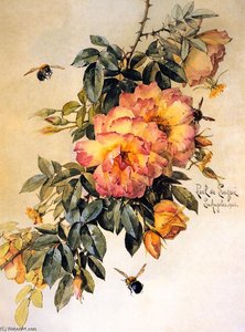 Roses And Bumblebees — Raoul De Longpre