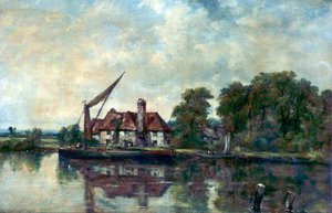 River Scene With A Cottage — Frederick Waters (william) Watts