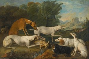 Dogs In A Landscape With Their Catch — Jacques Charles Oudry