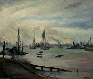 The Thames Near Rotherhithe, London — Ronald Ossory Dunlop, Contemporary Realism