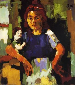 Fillette À La Poupée, Young Girl With The Headstock , Huile Sur Toile, — Oskar Kokoschka
