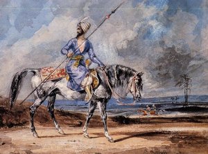 A Turkish Man On A Grey Horse — Eugène Delacroix