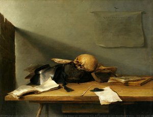 Stil Life With Books And Death´s Head — Jan Davidszoon De Heem Or Johannes De Heem Or Johannes Van Antwerpen Or Jan Davidsz De Hem