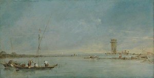 View Of The Venetian Lagoon With The Tower Of Malghera — Francesco Lazzaro Guardi