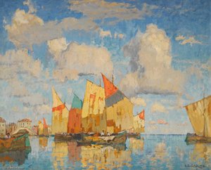 Boats In A Harbour — Konstantin Ivanovich Gorbatov