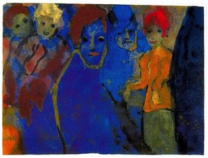 Men And Women (blue And Red) — Emile Nolde, Expressionism