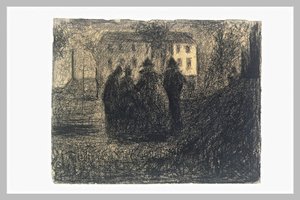 Group Of Figures In Front Of A House And Some Trees — Georges Seurat, Pointillism