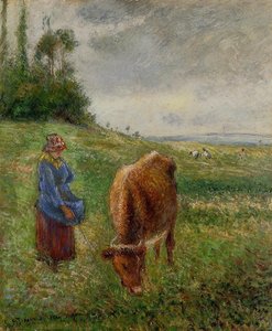 Cowherd, Pontoise — Camille Pissarro, Impressionist Landscape