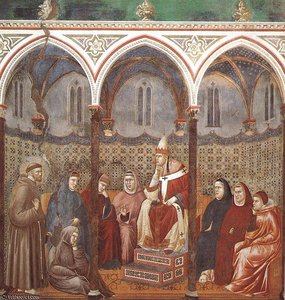 St Francis Preaching Before Honorius Iii — Giotto Di Bondone, Giotto Di Bondone