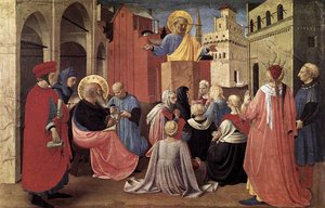 St Peter Preaching In The Presence Of St Mark (linaioli Tabernacle) — Fra Angelico, Early Renaissance