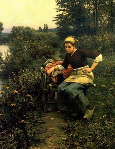 Woman In Landscape — Daniel Ridgway Knight