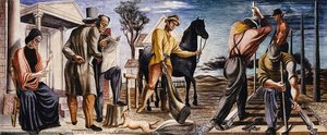 Early Mail Service and Construction of Railroads (mural study, Commerce, Georgia Post Office)