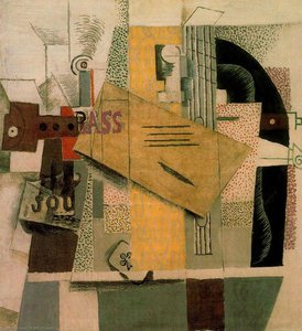 Clarinet, Bottle Of Bass, Newspaper, Ace Of Clubs — Pablo Picasso, Cubism