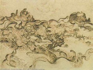 Olive Trees In A Mountain Landscape — Vincent Willem Van Gogh, Post-impressionism