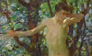 Half Length Study Of A Boy — Henry Scott Tuke