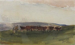 Cattle And Drovers On A Moorland