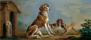 A Hound, A Spaniel And A Pug (a Portrait Of A Mastiff) — Francis Hayman