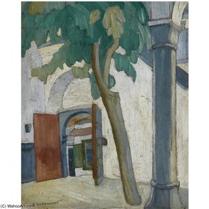 A Monastic Courtyard, Mount Athos — Spyros Papaloukas