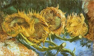 Four Cut Sunflowers — Vincent Willem Van Gogh, Post-impressionism