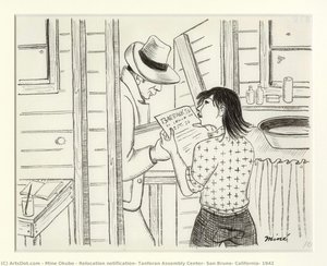 Relocation Notification, Tanforan Assembly Center, San Bruno, California, 1942 — Miné Okubo