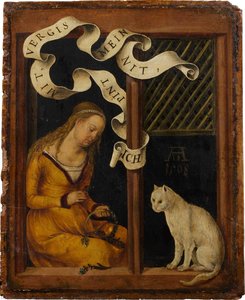 A girl making a garland